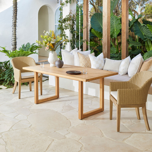 Temple Webster Bailie Eucalyptus Wood Outdoor Dining Table